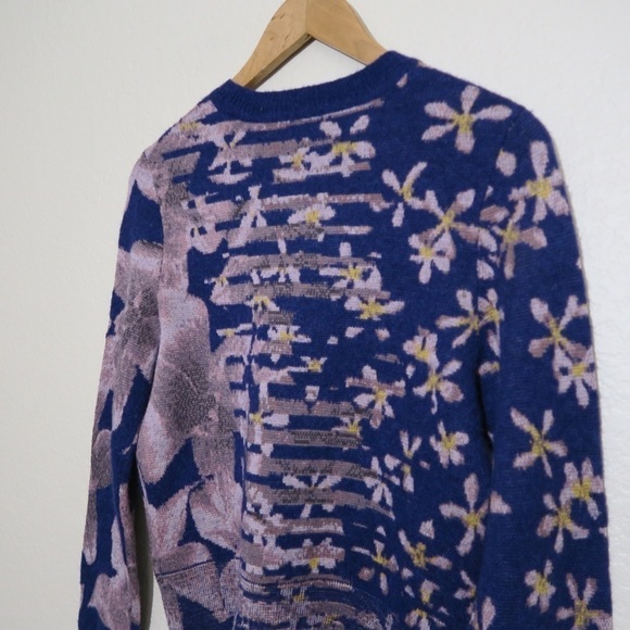 Rag & Bone Mixed Floral Wool Alpaca Blend Sweater Crewneck Warm Boho Purple - Picture 7 of 7